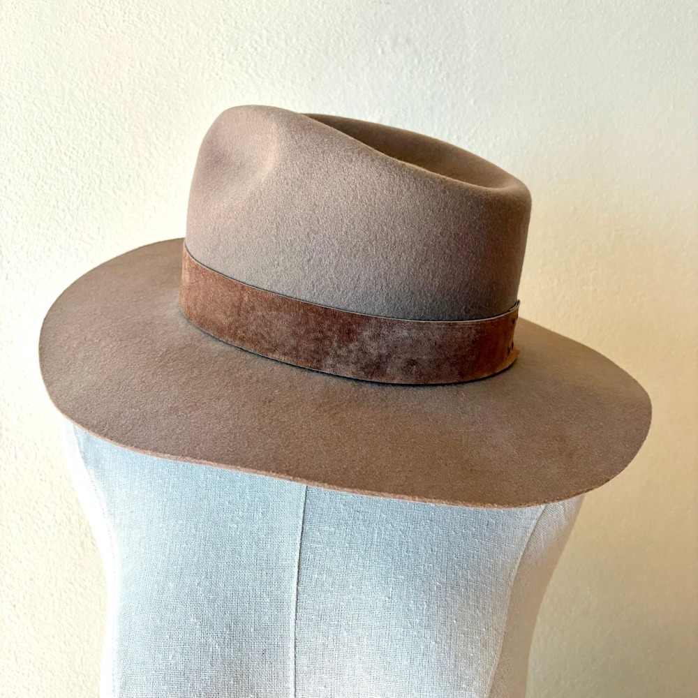Gigi Pip Miller Classic Fedora Hat S Brown Australia Wool Wide Brim Suede Band - Picture 9 of 12